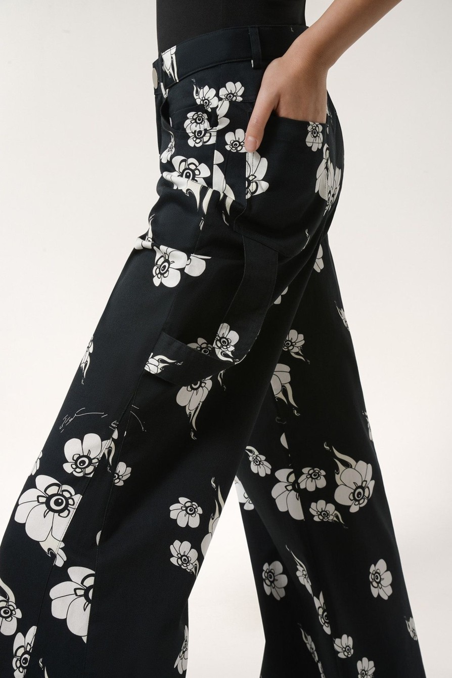 Bottoms Nafsika Skourti | Floral Flame Wide Leg Denim