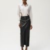 Bottoms Nafsika Skourti | Leather Rodeo Midi Skirt With Leo Trim