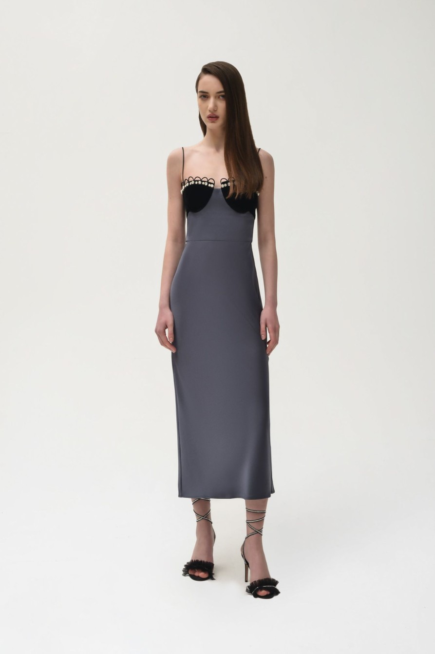 Dresses Nafsika Skourti | Eclipse Dress With Crystal Trim