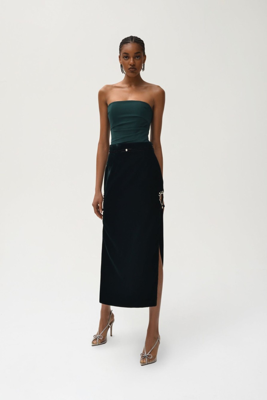 Bottoms Nafsika Skourti | Sabrina Midi Skirt With Drop Embroidery