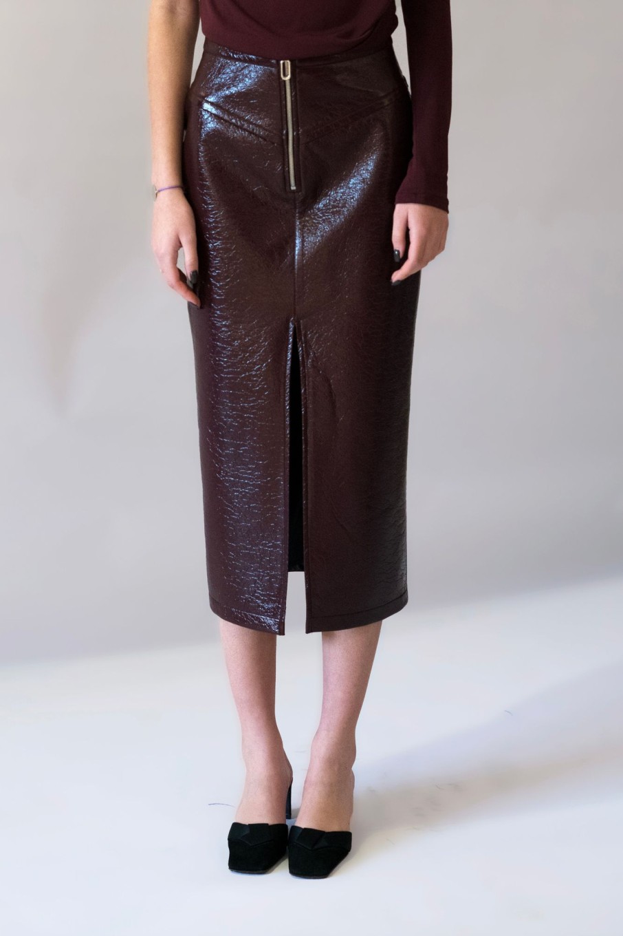 Bottoms Nafsika Skourti | Leather Rodeo Midi Skirt