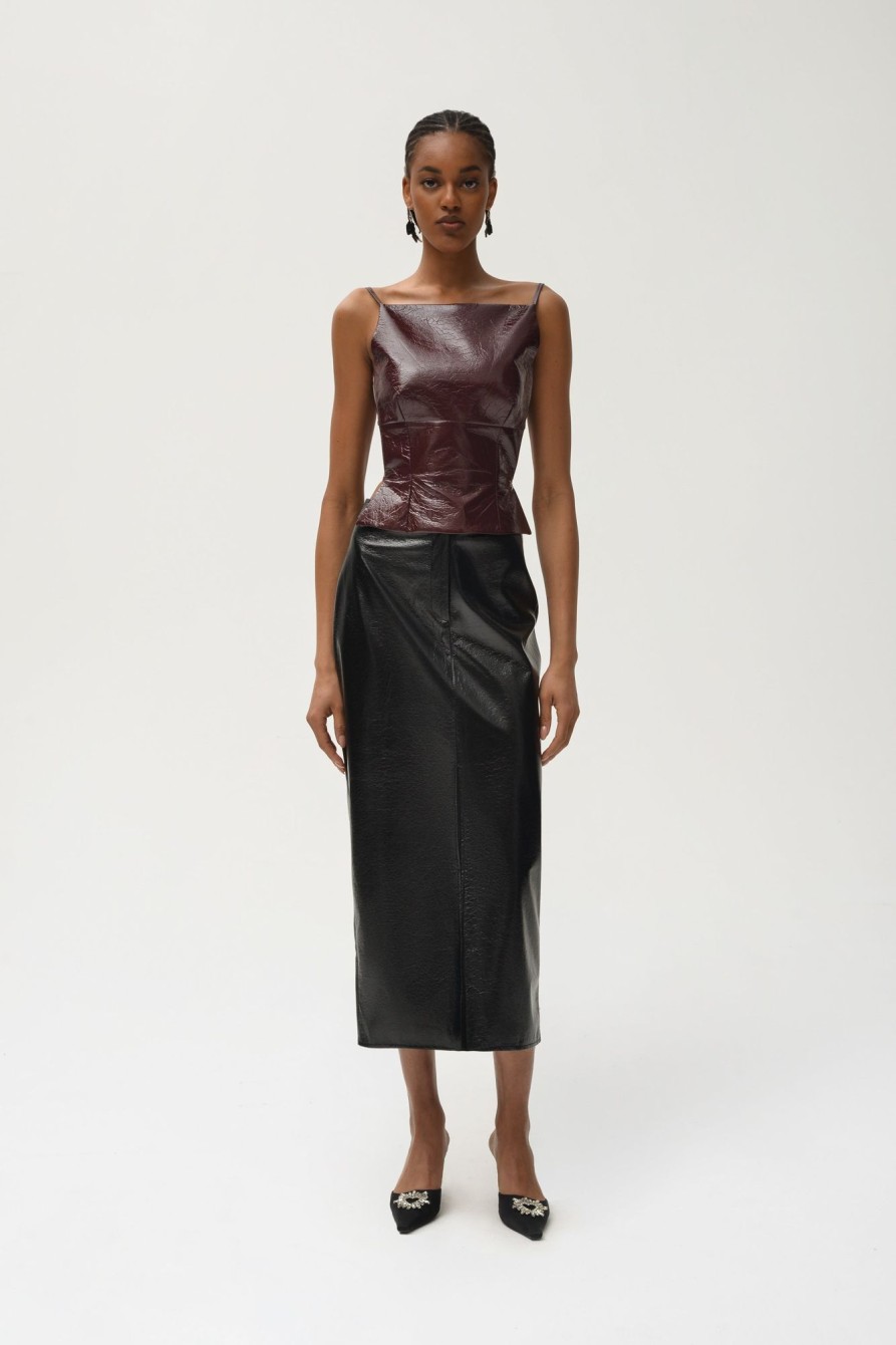 Bottoms Nafsika Skourti | Leather Rodeo Midi Skirt